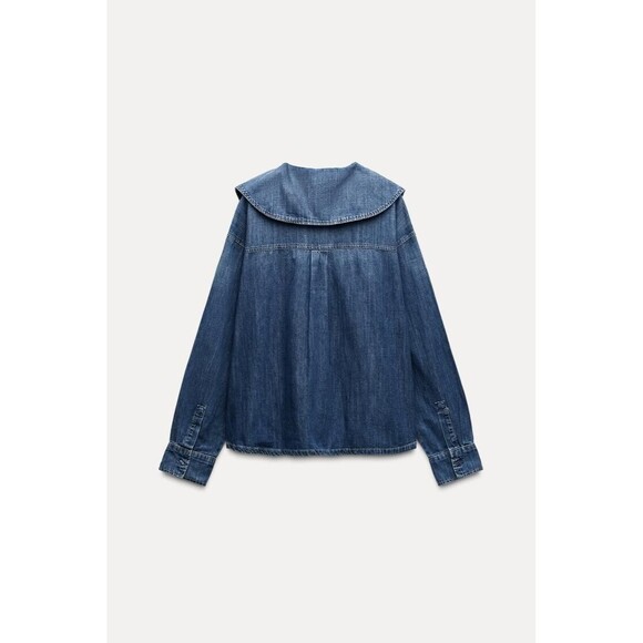 Zara Trf Denim Shirt With Bib Collar - S - Picture 7 of 12